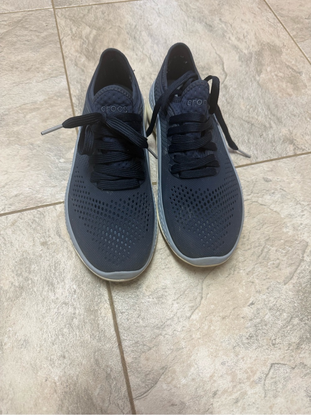 CROCS Women’s Dark Navy Knit Lace-Up Sneakers